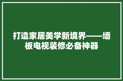 打造家居美学新境界——墙板电视装修必备神器