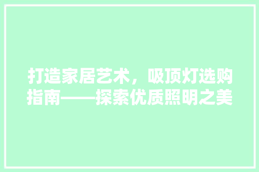 打造家居艺术，吸顶灯选购指南——探索优质照明之美