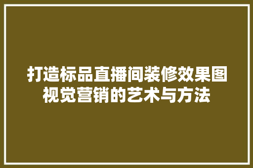 打造标品直播间装修效果图视觉营销的艺术与方法