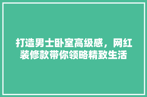 打造男士卧室高级感，网红装修款带你领略精致生活