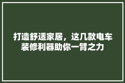 打造舒适家居，这几款电车装修利器助你一臂之力
