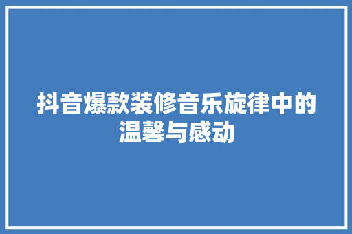抖音爆款装修音乐旋律中的温馨与感动