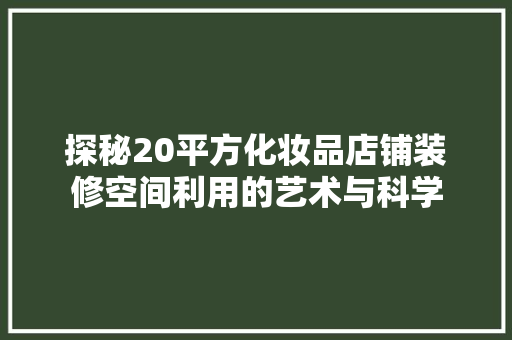 探秘20平方化妆品店铺装修空间利用的艺术与科学