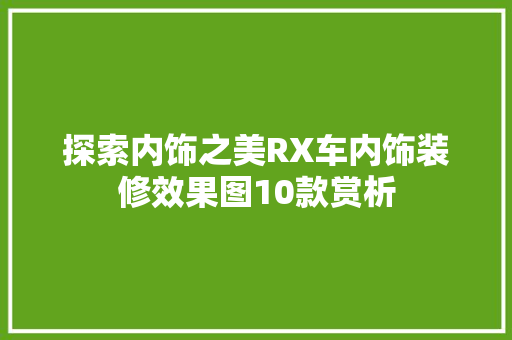 探索内饰之美RX车内饰装修效果图10款赏析