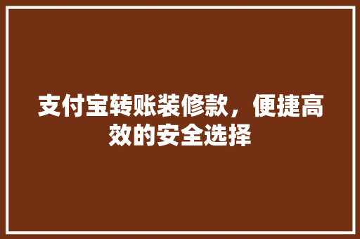 支付宝转账装修款，便捷高效的安全选择