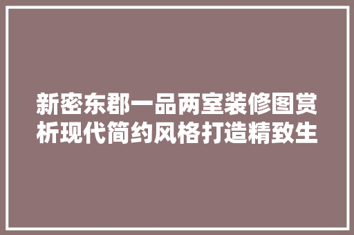 新密东郡一品两室装修图赏析现代简约风格打造精致生活空间