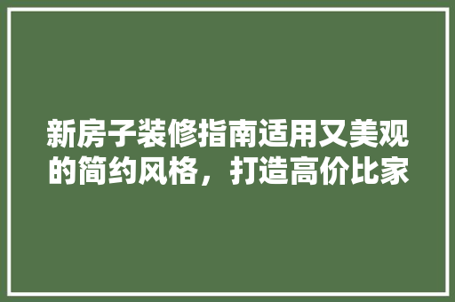 新房子装修指南适用又美观的简约风格，打造高价比家居空间