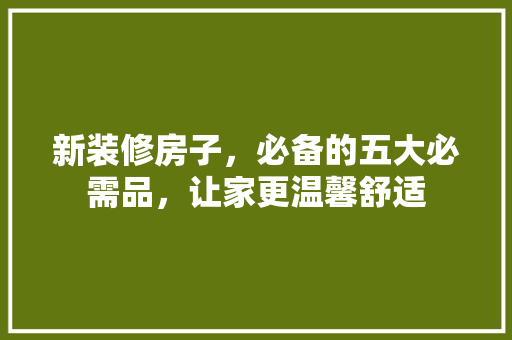 新装修房子，必备的五大必需品，让家更温馨舒适