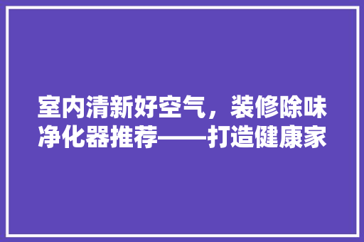 室内清新好空气，装修除味净化器推荐——打造健康家居环境