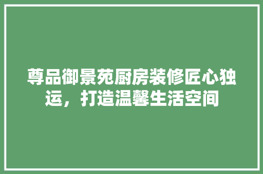 尊品御景苑厨房装修匠心独运，打造温馨生活空间