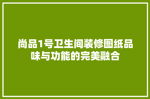 尚品1号卫生间装修图纸品味与功能的完美融合