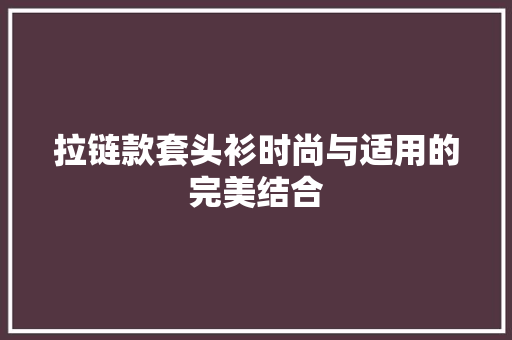 拉链款套头衫时尚与适用的完美结合