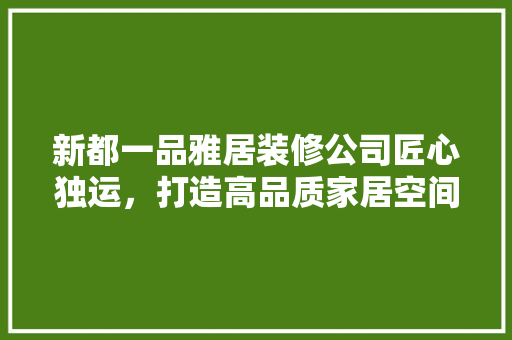 新都一品雅居装修公司匠心独运，打造高品质家居空间