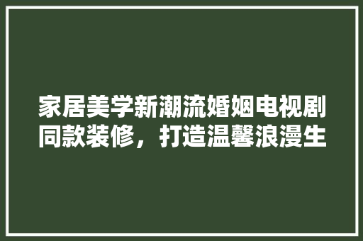 家居美学新潮流婚姻电视剧同款装修，打造温馨浪漫生活空间