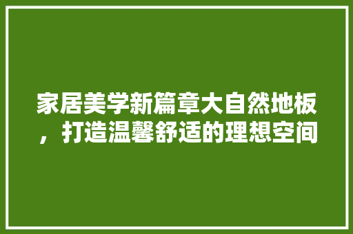 家居美学新篇章大自然地板，打造温馨舒适的理想空间