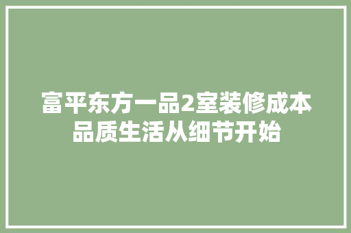 富平东方一品2室装修成本品质生活从细节开始