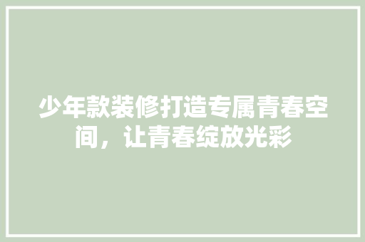 少年款装修打造专属青春空间，让青春绽放光彩