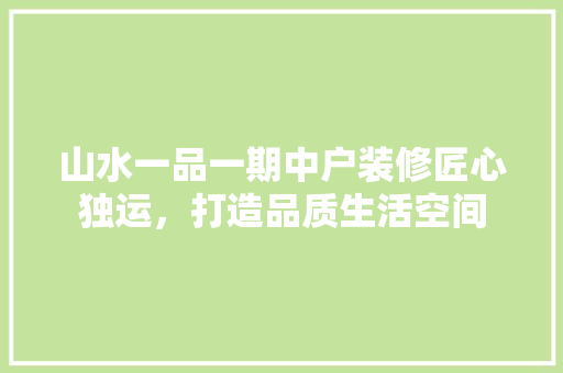山水一品一期中户装修匠心独运，打造品质生活空间