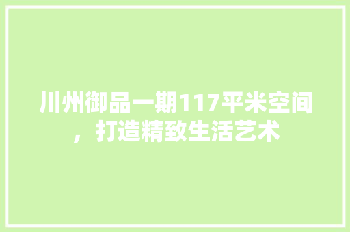 川州御品一期117平米空间，打造精致生活艺术