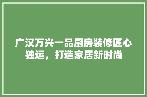 广汉万兴一品厨房装修匠心独运，打造家居新时尚