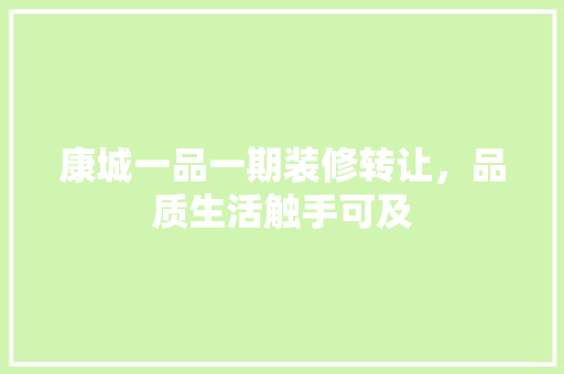 康城一品一期装修转让，品质生活触手可及
