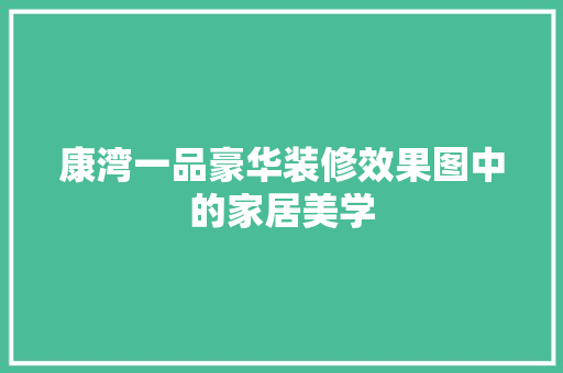 康湾一品豪华装修效果图中的家居美学