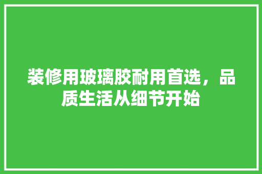 装修用玻璃胶耐用首选，品质生活从细节开始