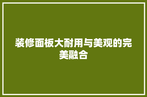 装修面板大耐用与美观的完美融合