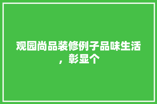 观园尚品装修例子品味生活，彰显个