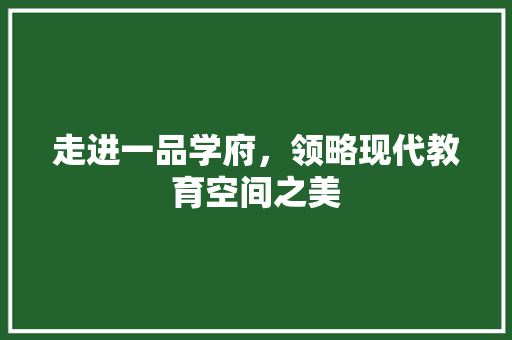 走进一品学府，领略现代教育空间之美