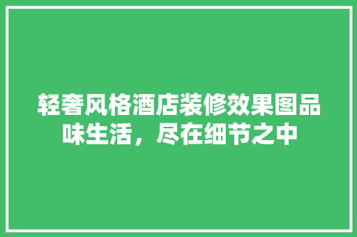 轻奢风格酒店装修效果图品味生活，尽在细节之中