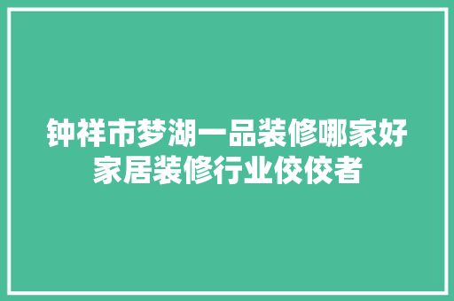 钟祥市梦湖一品装修哪家好家居装修行业佼佼者