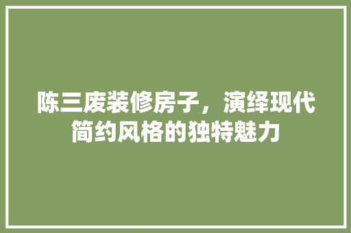 陈三废装修房子，演绎现代简约风格的独特魅力