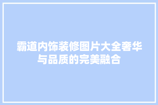 霸道内饰装修图片大全奢华与品质的完美融合