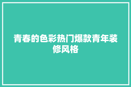 青春的色彩热门爆款青年装修风格