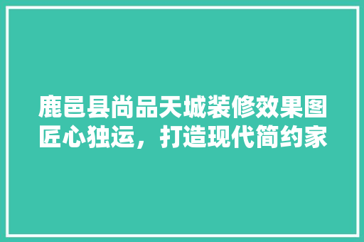 鹿邑县尚品天城装修效果图匠心独运，打造现代简约家居典范