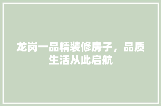 龙岗一品精装修房子，品质生活从此启航