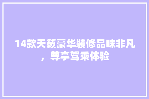 14款天籁豪华装修品味非凡，尊享驾乘体验