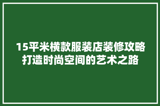 15平米横款服装店装修攻略打造时尚空间的艺术之路