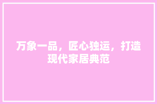 万象一品，匠心独运，打造现代家居典范