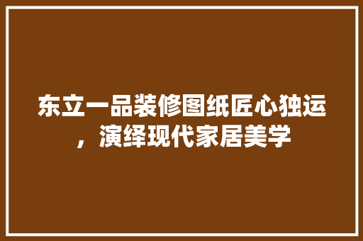 东立一品装修图纸匠心独运，演绎现代家居美学