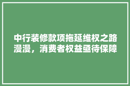 中行装修款项拖延维权之路漫漫，消费者权益亟待保障
