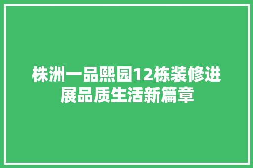 株洲一品熙园12栋装修进展品质生活新篇章