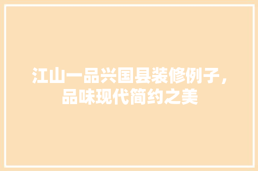 江山一品兴国县装修例子，品味现代简约之美