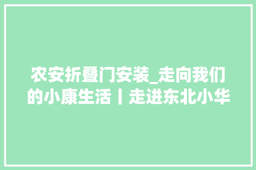 农安折叠门安装_走向我们的小康生活丨走进东北小华西农安县陈家店村负债村若何蝶变成小康村