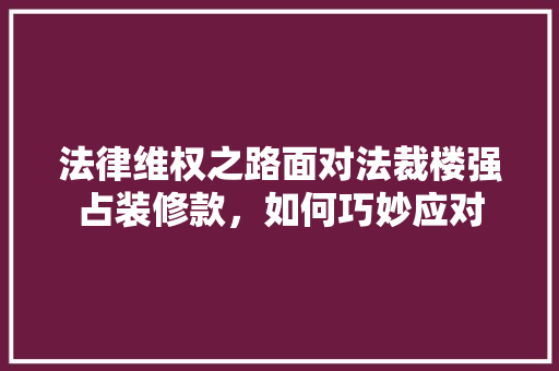 法律维权之路面对法裁楼强占装修款，如何巧妙应对