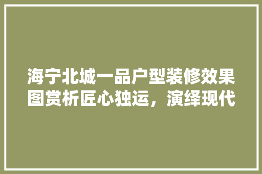 海宁北城一品户型装修效果图赏析匠心独运，演绎现代家居美学