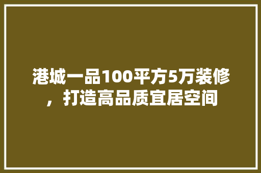 港城一品100平方5万装修，打造高品质宜居空间