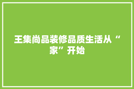 王集尚品装修品质生活从“家”开始