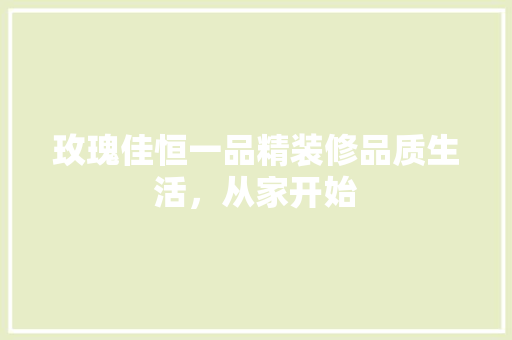 玫瑰佳恒一品精装修品质生活，从家开始